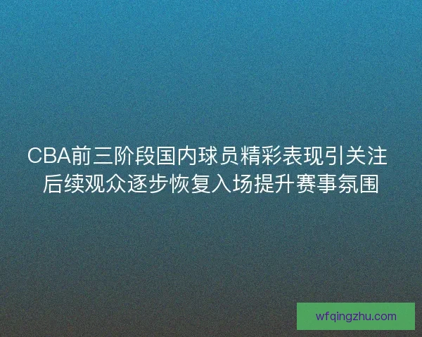 CBA前三阶段国内球员精彩表现引关注 后续观众逐步恢复入场提升赛事氛围
