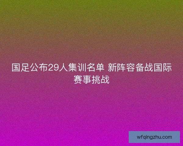 国足公布29人集训名单 新阵容备战国际赛事挑战 国足公布29人集训名单 新阵容备战国际赛事挑战