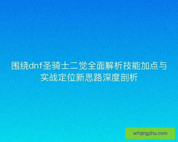 围绕dnf圣骑士二觉全面解析技能加点与实战定位新思路深度剖析