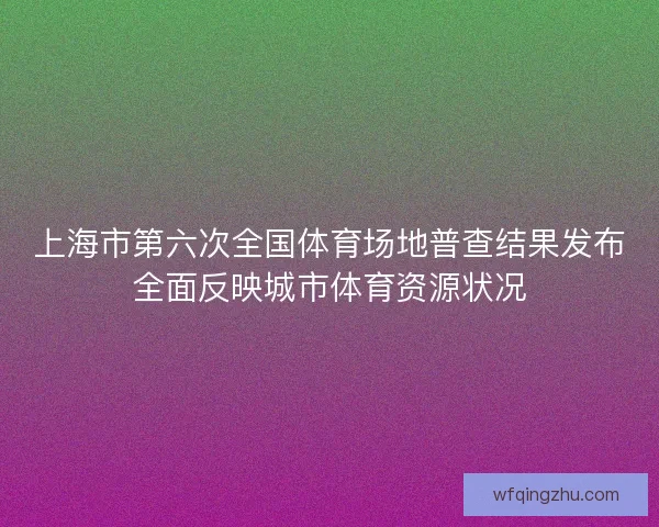 上海市第六次全国体育场地普查结果发布全面反映城市体育资源状况