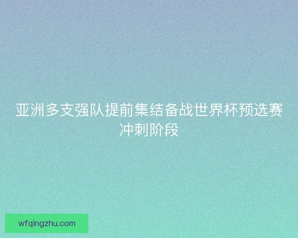 亚洲多支强队提前集结备战世界杯预选赛冲刺阶段 亚洲多支强队提前集结备战世界杯预选赛冲刺阶段